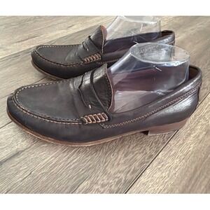 H.S. Trask Mens 8.5 M Dark Brown Leather Penny Loafers Handsewn 30-1380